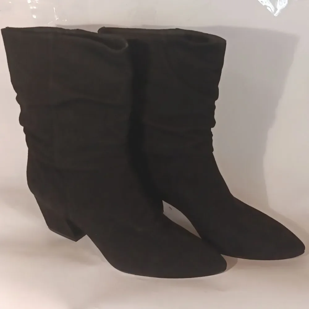 NWT. Botkier Black Suede Slouched Women's Boots - Picture 2 of 12